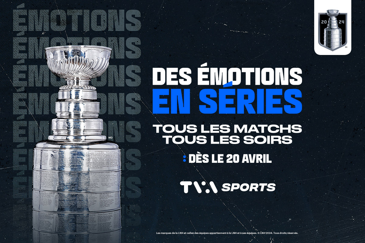 Emotions in the playoffs. Every game. Every night. Starting April 20, TVA SPORTS begins its coverage of the 2024 NHL Playoffs.