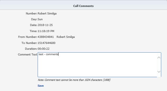 Call Comments pane